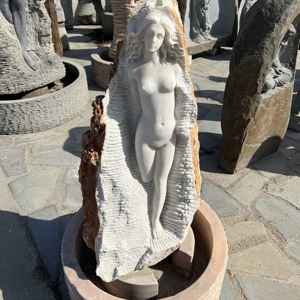 Belle sculpture en pierre de marbre de jardin en plein air pour femme nue à vendre - Product Image 2