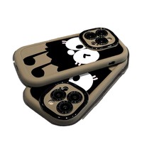 Dessin animé bouffée Big Eye Briquettes pour iPhone 14/15/11ProMax Oppo/Honor 200/Viv XR étuis pour téléphone portable TPU galvanoplastie poignée de téléphone