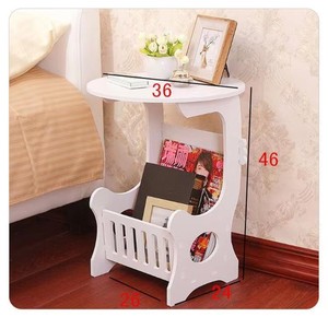 Eco-friendly Wooden Rack Holder for Magazine White Round Side Wooden Coffee <strong>Table</strong> <strong>with</strong> Drawer <strong>Shelf</strong> - Product Image 6