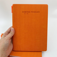 Carnet en cuir PU orange A5 avec porte-stylo, couverture rigide, agenda professionnel, papeterie de bureau, logo personnalisé