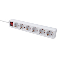 Multiprise 6 prises Schuko avec interrupteur principal, rallonge EU F, 16A 250V, en cuivre et ABS, affichage LED, câble de 1m pour l'Europe