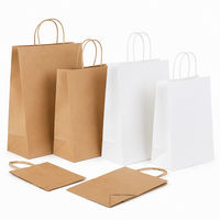 Sacs en papier personnalisés en gros, sacs de transport alimentaire simples et bon marché, sacs en papier kraft brun et blanc avec votre propre logo