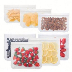 High Quality Eco Friendly Heat Sealable Freezer Reusable <b>Transparent</b> Clear Ziplock Silicone Vacuum Compressed Kitchen Food - Product Image 1