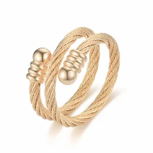 2024 The latest twist wholesale minimalist two strand knot twist ring party simple stack women men thick twisted rope ring