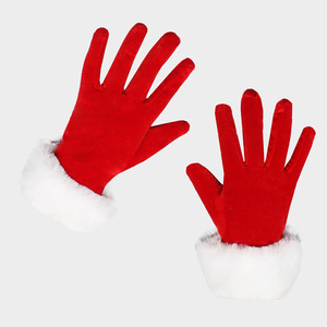 <span class=keywords><strong>Guanti</strong></span> Natalizi in Velluto Rosso con Polsino in Pelliccia Bianca per Donna e Ragazza, Accessori per Costumi di Natale - Product Image 6