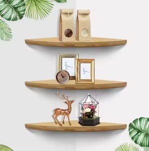 Set dari <span class=keywords><strong>3</strong></span> bambu sudut mengambang rak dinding Modern multifungsi rak penyimpanan berkelanjutan desain persegi - Product Image 6