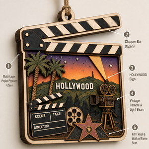 Adorno de Clapperboard de Hollywood |   Decoración de Madera Contrachapada de Álamo en 3D |   Regalo de Estudio Cinematográfico |   Venta al por Mayor OEM |   FSC CPSC |   Paseo de la Fama - Product Image 5