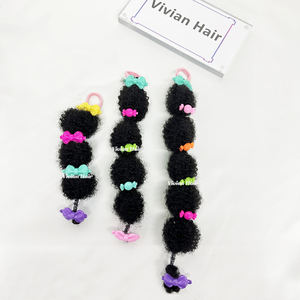 Chignons de luxe pour enfants Vivian, chignons <span class=keywords><strong>afro</strong></span> doux comme des cheveux humains naturels, sensation au toucher de cheveux Marley Kinky, en vrac pour filles avec élastique - Product Image 4