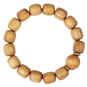 Cypress Barrel <b>Bead</b> <b>Bracelet</b> 12mm Wooden Engraved Unisex Gift Fashion <b>Charm</b> <b>Bracelet</b> - Product Image 5