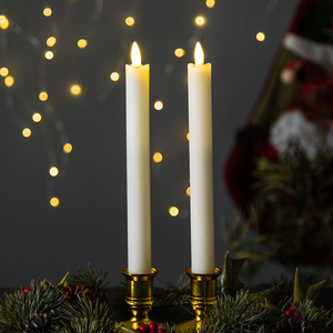 <span class=keywords><strong>Bougie</strong></span> chauffe-plat à <span class=keywords><strong>flamme</strong></span> vacillante en cire de paraffine blanche ondulée conique Matti's Wholesale 3d Flame D2.2 H24.5 - Product Image 1