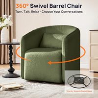 Fauteuil pivotant moderne surdimensionné en bouclette avec rangement dissimulé, rotation à 360°, dossier haut et pieds sur pieds – Idéal pour optimiser l'espace de votre salon