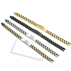 Pulsera para hombre, chapada en metal, pulsera grande grabada personalizada, 8.27-8.66 pulgadas <span class=keywords><strong>de</strong></span> largo - Product Image 2