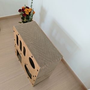 חתול חיצוני מודרני שריטות קן דפוס מוצק גלי מחמד עץ בית עץ לחיות מחמד - Product Image 6