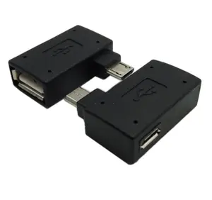 480mbps 90 derajat (kiri + kanan) siku Micro USB 2.0 OTG Host Adapter dengan USB Power untuk Galaxy