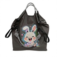 Sac fourre-tout en nylon brodé écologique imperméable à motif floral avec cordon de serrage grande capacité pour femme – Collection été