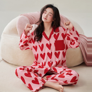 <span class=keywords><strong>Pigiama</strong></span> Autunnale da <span class=keywords><strong>Donna</strong></span> di Alta Qualità, Stile Cinese, Taglia Grande, Maniche Lunghe, Elastico in Vita, in <span class=keywords><strong>Cotone</strong></span> e Spandex, Traspirante e Morbido - Product Image 3