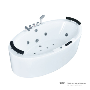 Mandrex lujo moderno 2 metros de forma ovalada acrílico independiente bañera Vortex Surf burbuja masaje característica cuadrado remojo Spa - Product Image 3