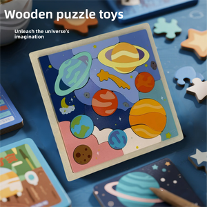 Gioco Cognitivo Montessori per Bambini, Giocattolo Educativo in Legno del Sistema Solare, Puzzle 3D del Sistema Spaziale - Product Image 3