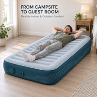 Matelas Gonflable Surélevé avec Pompe Intégrée, Lit d'Invité Gonflable en PVC Floqué pour la Maison et le Camping, Marque Privée