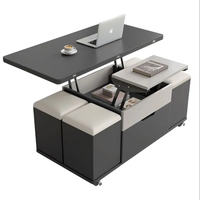 Table basse multifonctionnelle pour petit appartement, table à manger intégrée avec rangement relevable pour salon