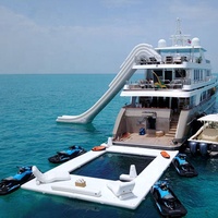 Piscine gonflable adulte extérieure de vente chaude avec la plate-forme flottante de dock de glissière pliable nette de yacht