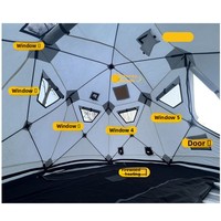 Équipement de camping d'hiver en plein air, tente de pêche sur glace hexagonale épaisse, rembourrée, coupe-vent, résistante au froid, chaude et imperméable