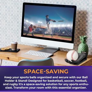 Hold My <b>Ball</b> Compact Durable Black Resin Sports Display Hand-Sculptured <b>Ball</b> Holder Stand for <b>Baseballs</b> Tennis Accessories - Product Image 6