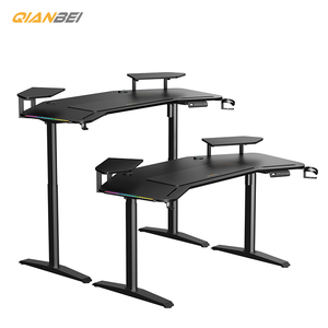 Bureau de travail réglable en hauteur à double moteur avec support pour ordinateur portable en bois pour tables de jeu et moniteur, surface en MDF - Product Image 5