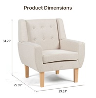 Fauteuil moderne avec cadre en bois massif fauteuil de canapé coussin doux et épais chaise de lecture grande taille chaise d'appoint simple avec pieds en bois