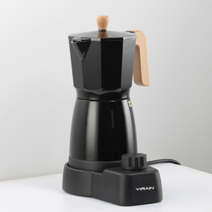 Cafetera eléctrica <span class=keywords><strong>moka</strong></span> con temporizador, máquina de café de aluminio, parte de madera nueva, automática - Product Image 6