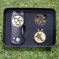 Brosse de nettoyage pour clubs de golf et outil de réparation de divots en métal, avec logo personnalisé, en coffret métallique, outils de réparation de golf pliables, ensembles d'accessoires de golf