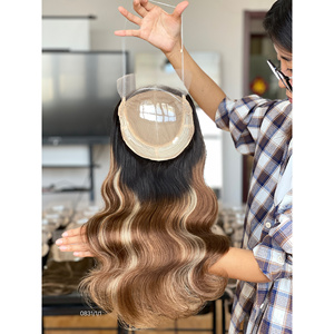 Peluca Mini de Cabello Europeo Shy Hair, Diseño de Lujo, 8mm, con Encaje Frontal, Mechas y Color Exótico, Ondulado, Virgen, para Mujer - Product Image 2