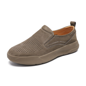 AIBOIS Zapatos de Verano Transpirables de Cuero Genuino para Hombre, Estilo Slip-On con Suela de Goma, Zapatos Náuticos Casuales con Forro de Cuero Genuino, Color Sólido - Product Image 4