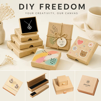 Boîte en papier kraft vierge personnalisable avec logo, prête à l'emploi, pour bijoux, marron, toutes formes, emballage de bijoux, boîte en carton, plusieurs tailles en stock