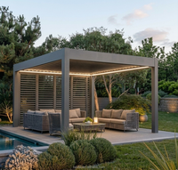 Pérgola Moderna de 6x4m con Techo de Láminas de Aluminio Motorizado, Impermeable, Ecológica, para Jardín, Espacios de Vida de Lujo