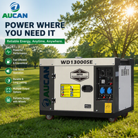 Générateur diesel silencieux AUCAN WD13000SE, groupe électrogène portable insonorisé avec AVR pour usage domestique et industriel