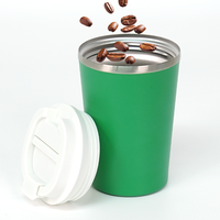 Tumbler Kopi Dinding Ganda Stainless Steel Custom untuk Kantor, Terisolasi, Dilengkapi Gagang dan Tutup Anti Tumpah