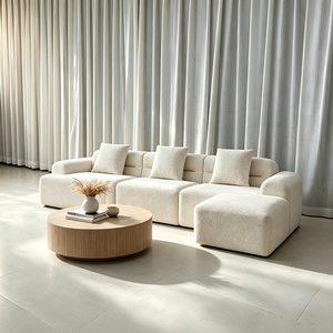 Boucle Fabric <b>Block</b> Modular Free Combination Cube Cloud Sectional Couch Minimalist Living Room Furniture - Product Image 1