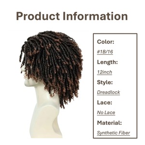 JINRUILI Peluca Completa <span class=keywords><strong>para</strong></span> <span class=keywords><strong>Hombre</strong></span> al por Mayor, Estilo Trenzas Despeinadas, Fibra Sintética de Alta Temperatura <span class=keywords><strong>para</strong></span> Cobertura Total de la Cabeza - Product Image 2