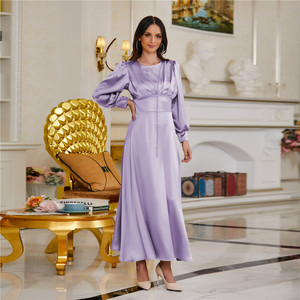 Abaya de Lujo de Dubái, Satén, Cintura Alta, Ropa Islámica, Manga Larga, Vestido Musulmán para Mujer, Elegante Caftán - Product Image 5