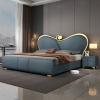 Lit Double Luxueux et Créatif, Moderne et Simple, Cadre de Lit en Bois Massif, Lit King Size, Lit Queen Haut de Gamme, Ensemble de Meubles de Chambre à Coucher