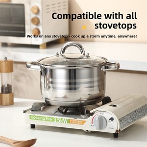Batterie de cuisine universelle 12 pièces style occidental, comprenant poêle antiadhésive sans revêtement, marmite à soupe et casserole à lait, avec couvercles en verre, compatible tous feux - Product Image 3