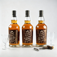 Bouteille en verre rond en flint de 700 ml et 750 ml, durable, disponible en stock, pour spiritueux distillés, whisky, tequila, vodka avec bouchon en liège