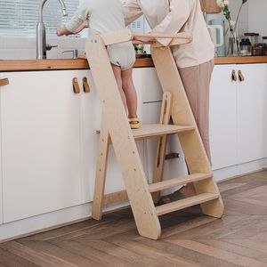 Montessori โต๊ะไม้พับได้เหมาะสำหรับ<span class=keywords><strong>เด็ก</strong></span>วัยหัดเดิน1.5-6ปีเก้าอี้บันไดช่วยในห้องครัวสำหรับ<span class=keywords><strong>เด็ก</strong></span> - Product Image 1