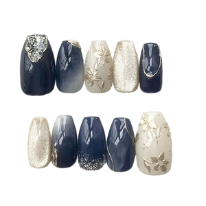 Lot de 24 faux ongles de luxe en ABS haut de gamme, motif Squoval, couvrance totale, style French moyen, à coller, pour salon et DIY - Product Image 1