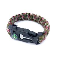 Prêt à expédier Randonnée Camping Pêche Matériel de chasse boussole allume-feu sifflet Bracelet survie