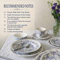 Service de table en céramique de luxe bleu floral de marque YHST, directement de l'usine, assiettes, bols, tasses et soucoupes en porcelaine française vintage