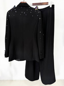 Ensemble <span class=keywords><strong>Tailleur</strong></span> <span class=keywords><strong>Femme</strong></span> Papillon 3D Perlé Blazer <span class=keywords><strong>Pantalon</strong></span> Large Nouvelle Mode pour <span class=keywords><strong>Soirée</strong></span> Cocktail - Product Image 3
