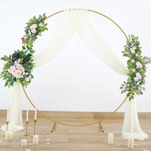 Arco de Boda Romántico con Decoración de Globos, Arco Redondo con Fondo Floral Dorado, Arco Circular de Metal - Product Image 2