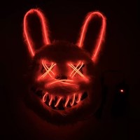 Masque de fête lumineux LED HLC pour Halloween, masque lumineux effrayant ours brun lapin, accessoire de déguisement cosplay pour la déguisade d'horreur